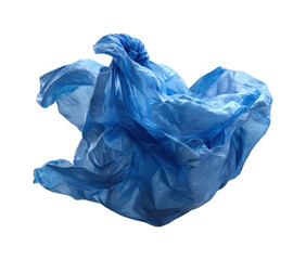 Environmental awareness blue plastic bag floating concept isolated on transparent background, png