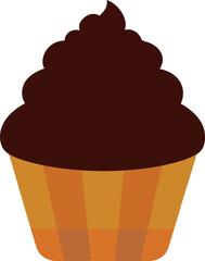 Chocolate Cupcake with Orange Yellow Liner and Swirled Frosting