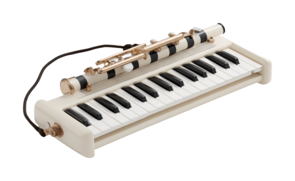 Melodic performance with a melodica and flute in a creative environment isolated on transparent background, png - Powered by Adobe