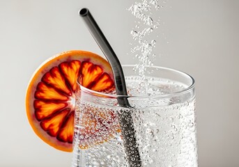 Halloween Product Photography Styling Sparkling Water with Blood Orange