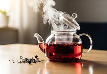 Halloween Product Photography Styling Steaming Berry Tea in Glass...