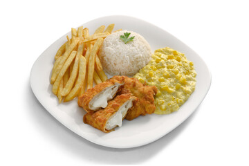 Prato executivo - Filé de frango recheado com fritas