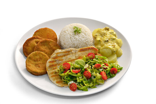 Prato feito - Executivo -Frango grelhado com arros e batatas