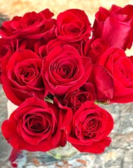 bouquet of red roses in a vase