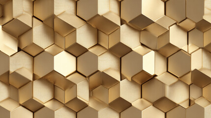 Obraz premium Abstract gold background with seamless geometric pattern in 3D rendering.