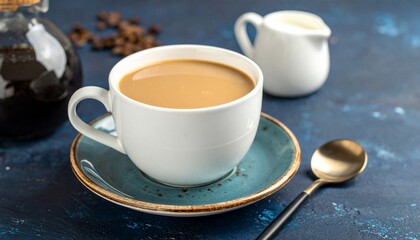 Fototapeta premium Aromatic Coffee with Milk in a White Cup
