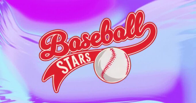 Upon gradient shift, Baseball Stars logo and baseball icon rotating clockwise showcasing brand