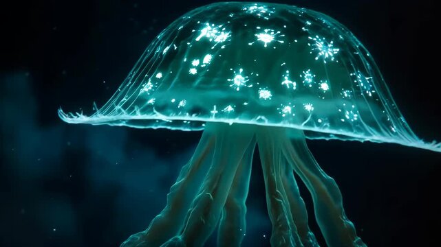 Ethereal Void Star Drifter 4K Video.
Journey into a premium 4K 16:9 video of the Void Star Drifter, a plausible abyssal jellyfish at 4,500-6,500 meters with a 2.5-meter star-shaped bell glowing with w
