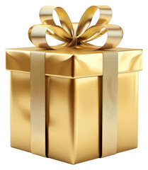 Obraz premium PNG Realistic gold gift box with ribbon letterbox mailbox elegant.