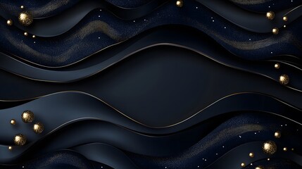 Elegant Dark Blue Gold Waves Abstract Background