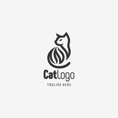 Classic Cat Emblem Black White