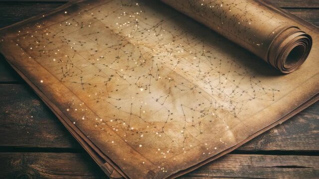 Antique star map with constellations on old paper