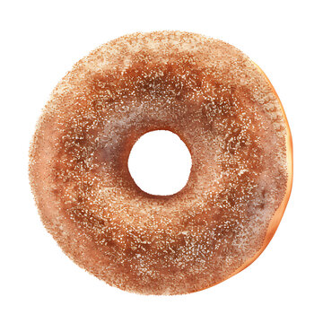 A single sugar-coated donut with a golden-brown exterior, presented against a plain white background.