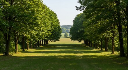 Scenic Green Path Through Trees.