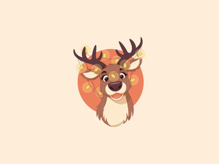 christmas reindeer with red ribbon