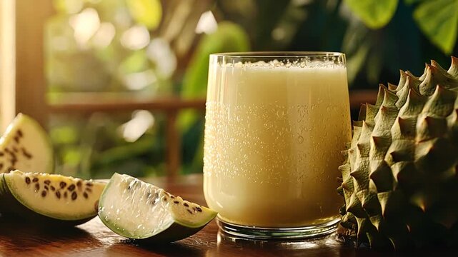 jugo de guanabana colombian beverage close-up video