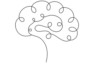 Human brain continuous one line drawing minimalist medical anatomy vector illustration