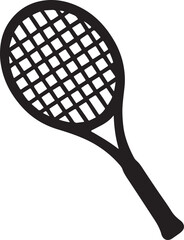 Tennis Racket Silhouette Vector Icon Sports Equipment Symbol for Tennis Club, Fitness, Game Match, Athletic Flat Design