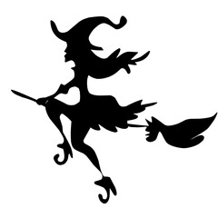 witch silhouette isolated on white background