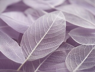 Delicate Lavender Skeleton Leaves Close Up Nature Background