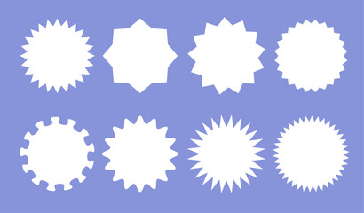 White Stickers Badges Stamps Marketing Promotion Shapes Text Boxes Round Circle