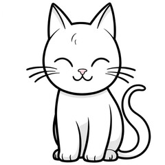 Obraz premium Cute white cat sitting happily in a playful pose at home