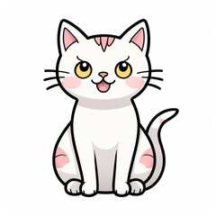 Cute cartoon cat sitting playfully in a vibrant, colorful design