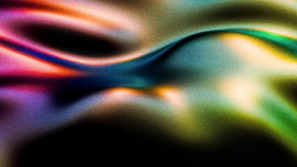 Retro abstract background, shiny flow shape with grain and gradient effect, 3d render