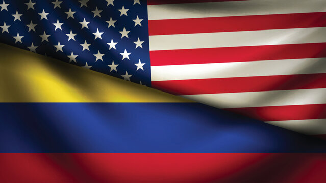 colombia and usa flag fusion design