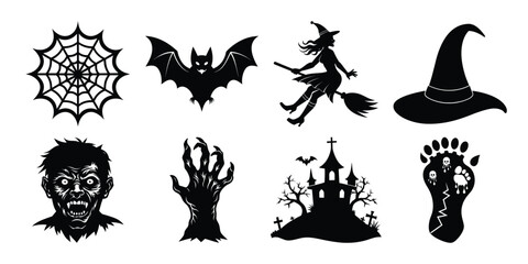 Halloween Silhouette Collection Spooky Icons for Festive Designs and Decorations
