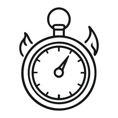 Stopwatch with Flames Outline Icon