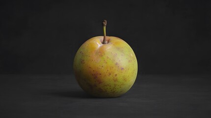 Single Green Plum Still Life Photography Dark Background