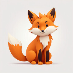 Obraz premium Cheerful cartoon fox sitting happily in a playful pose