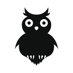 Wise Owl Silhouette, Nocturnal Bird Icon, Simple Owl Design, Minimalist Owl Graphic, Black Owl Illustration