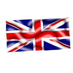 rippled united kingdom flag on transparent background