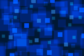 Abstract blue pattern featuring squares of varying sizes and shades