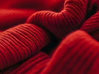 Closeup Red Knit Fabric Texture Background