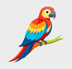 Colorful Parrot Sitting on Branch – Exotic Tropical Bird