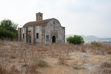 Abandoned and deserted historical church of Panayia Katharon Pentadakylos mountains Northern Cyprus