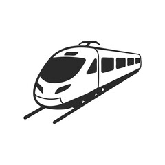 Fototapeta premium Modern high-speed train icon in black and white vector style