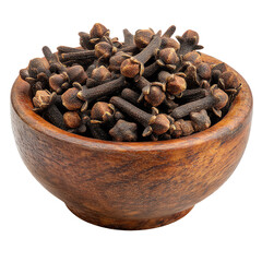 3D Cloves in Round Wooden Bowl PNG – Isolated Transparent Background on White Background