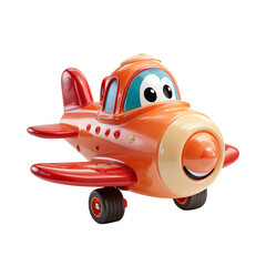 Cute Cartoon Airplane 3D PNG – Colorful Plane with Happy Face and Big Eyes, Isolated Transparent Background on White Background