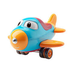 Funny 3D Colorful Plane with Smiling Face Cartoon PNG – Airplane Character, Isolated Transparent Background on White Background
