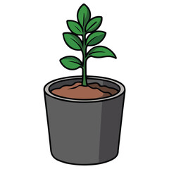 Seedling bag soil beige background isolated vector illustration on white background