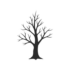 Fototapeta premium Silhouette of a leafless tree with bare branches on white background