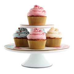 3D Decorative Cupcake Stand PNG – Small Size, Isolated Transparent Background on White Background