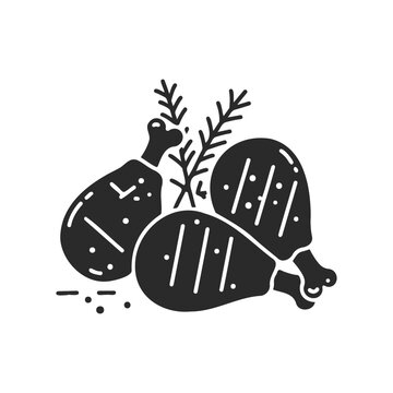 black grilled chicken legs with herbs clip art preview