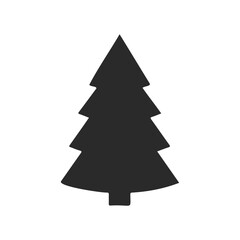 Fototapeta premium Simple black silhouette of christmas tree icon on white background