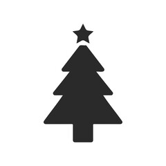 Fototapeta premium Simple black christmas tree silhouette with star on top