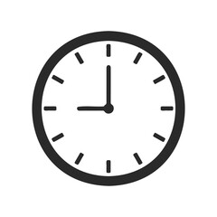 Minimalistic black and white wall clock showing time at 1:00